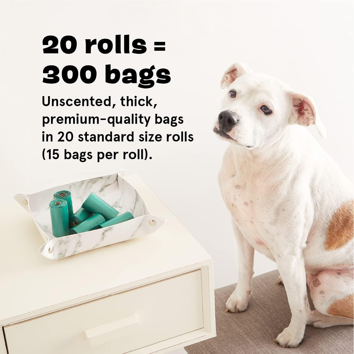 Dog Waste Poop Bags, 3 Patterns/Roll, Environment Friendly, Leak-Proof, Durable, Unscented, 20 Rolls / 300-Count - Poopaganda