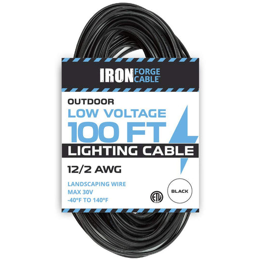 12/2 Low Voltage Wire - Landscape Electrical Wiring for Indoor Outdoor Lighting, Sprinkler, Landscaping Projects - 12 Gauge Wire - 100Ft - Black