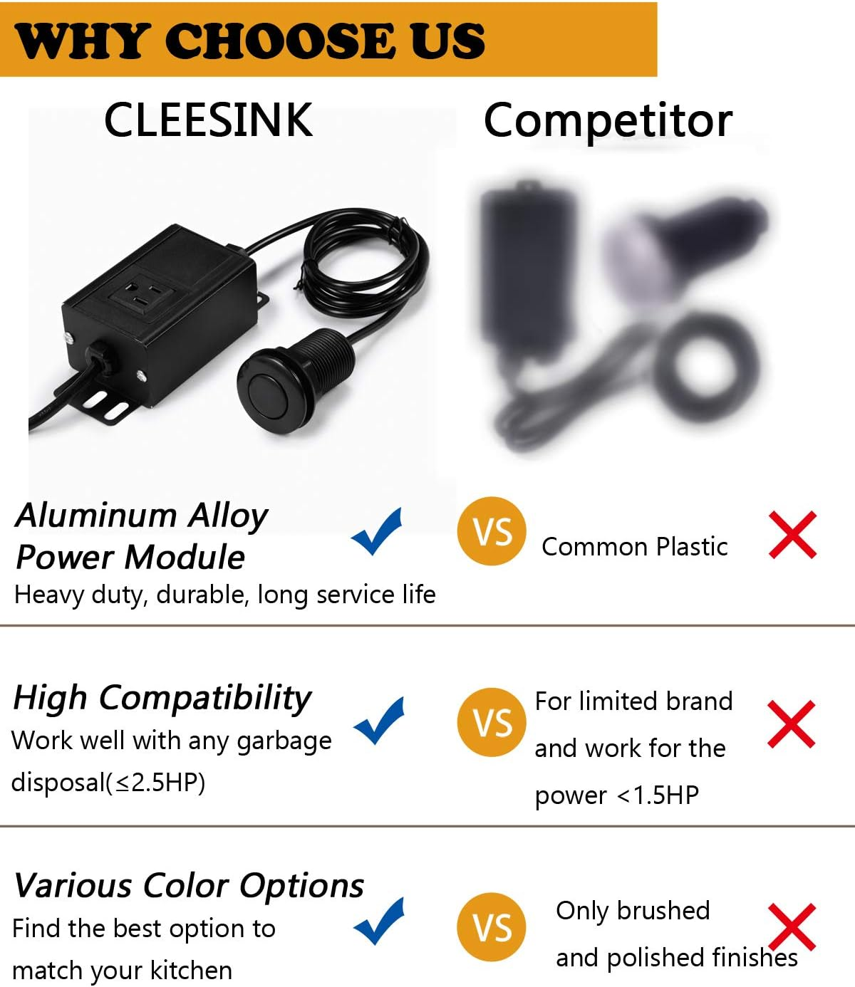 Sink Top Air Switch Kit Garbage Disposal Part by  (SHORT/2.5