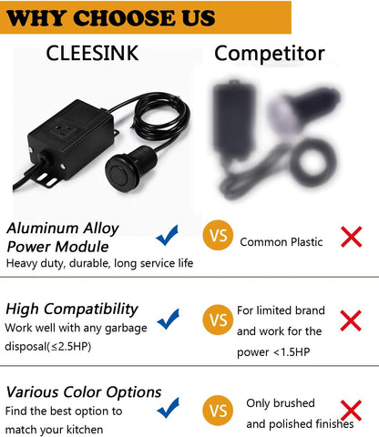 Sink Top Air Switch Kit Garbage Disposal Part by  (SHORT/2.5", Black)