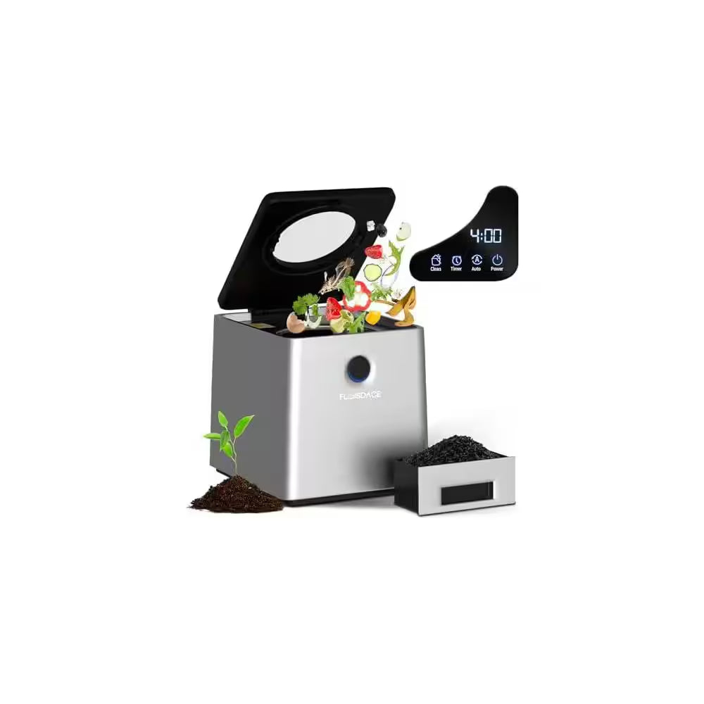 Electric Kitchen Composter 3L Large Capacity Visual Lid LED Display Turn Food Waste into Dry Compost Low Noise