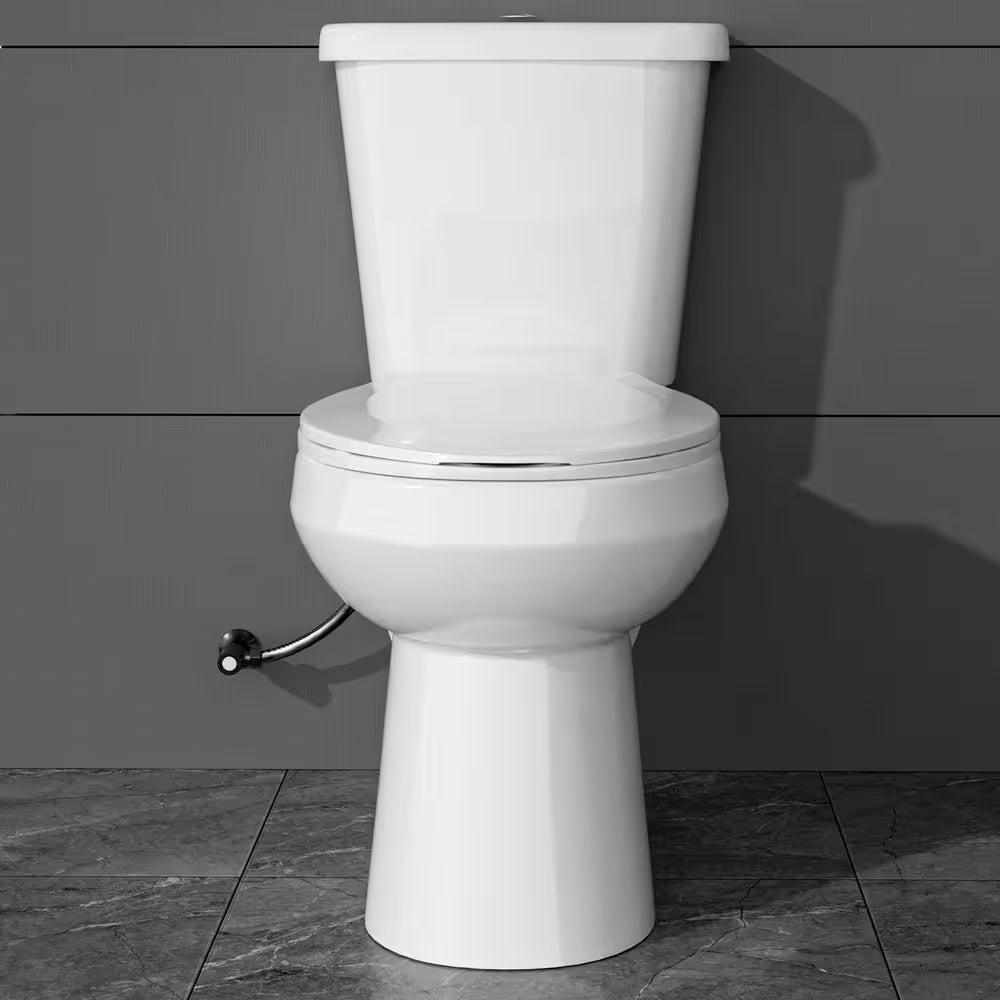 17 In. ADA Compliant Dual Flush Toilet 1.1/1.6 GPF 2-Piece round Bowl White Toilet with Soft Close Seat Bathroom Upgrade