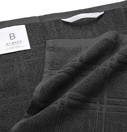 Dish Towel 16"X26" | Grey Windowpane Design | Kitchen Hand Towels, Large Tea Towel Set | Natural Ring Spun Cotton Dish Towels for Kitchen | Soft, Highly Absorbent | 400 GSM – 6 Pack