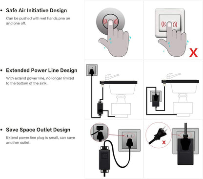 Sink Top Air Switch Kit Garbage Disposal Part by  (SHORT/2.5", Black)