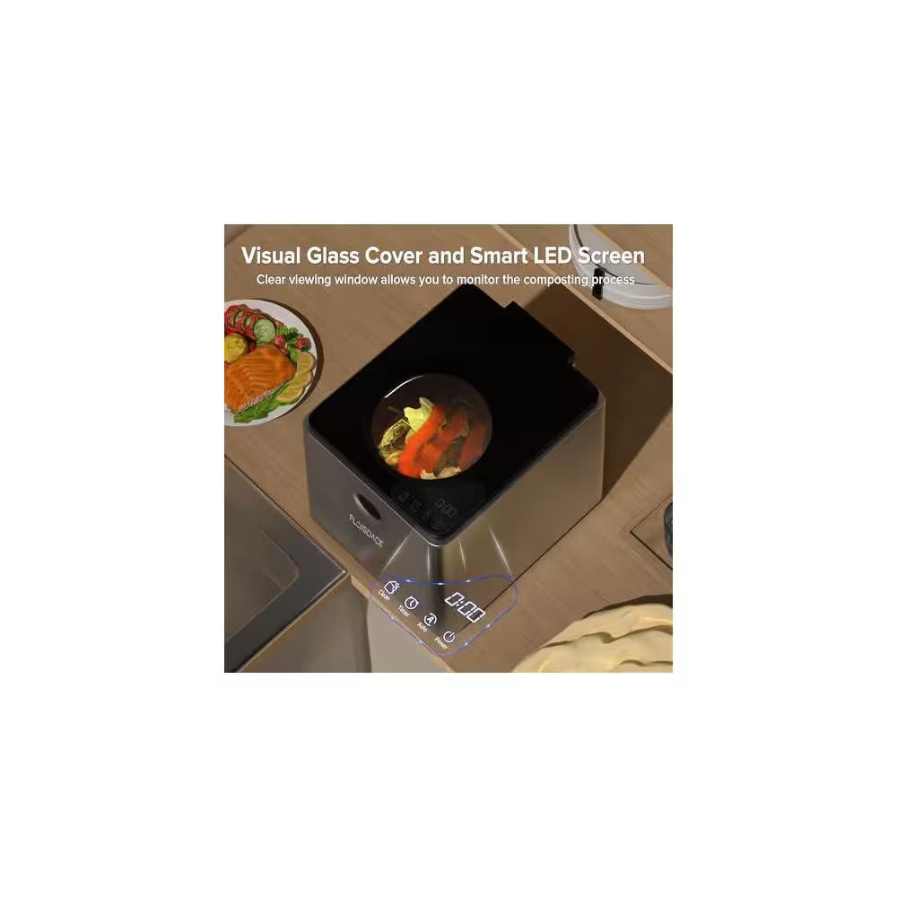 Electric Kitchen Composter 3L Large Capacity Visual Lid LED Display Turn Food Waste into Dry Compost Low Noise