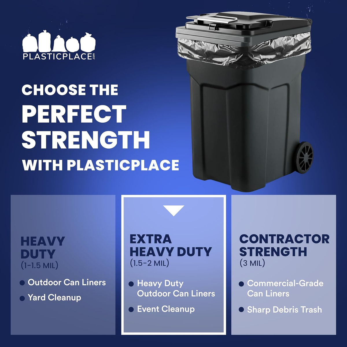 95-96 Gallon Garbage Can Liners │ 1.5 Mil │ Black Heavy Duty Trash Bags │ 61” X 68” (50Count) (W95LDB15)
