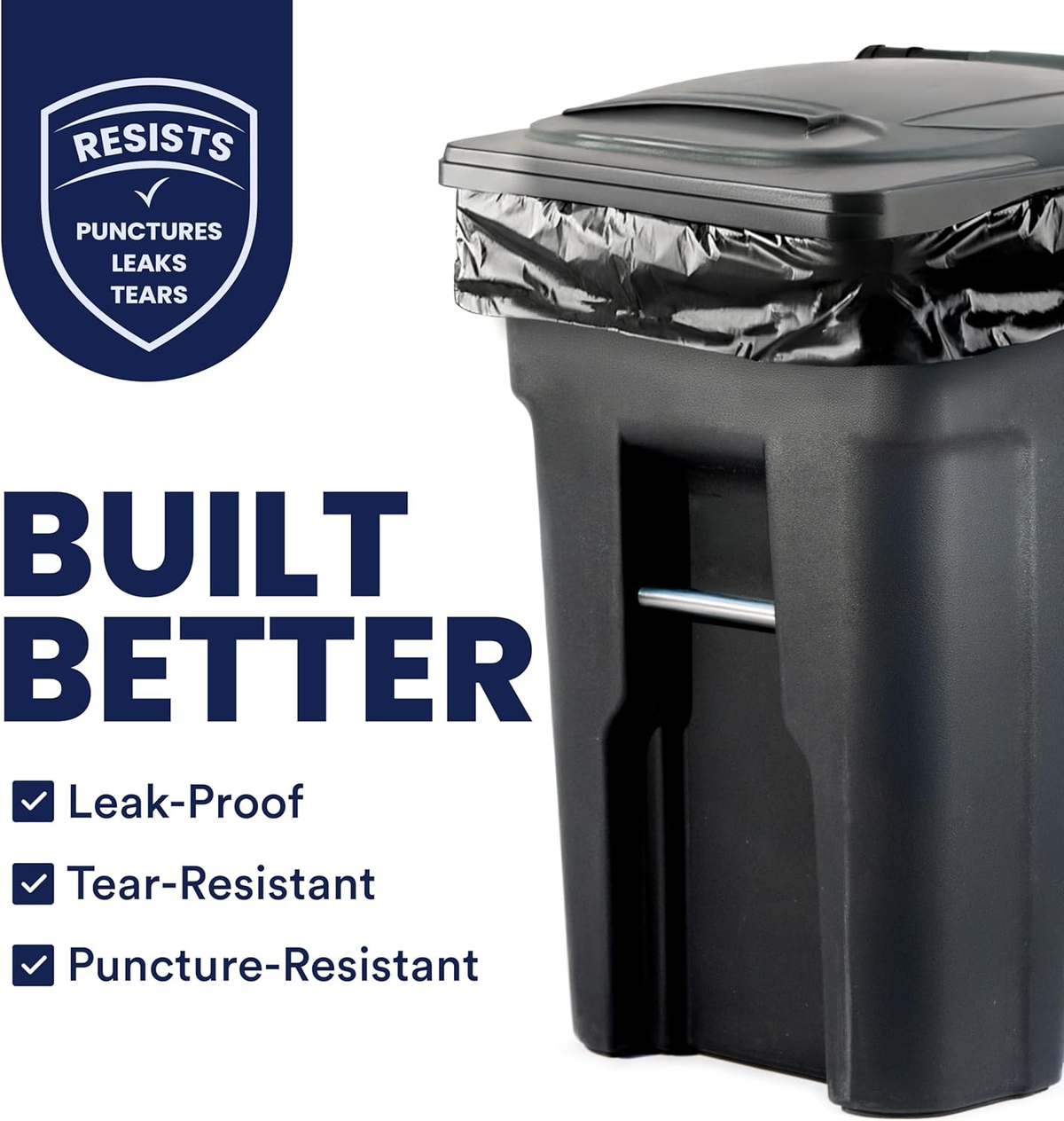 95-96 Gallon Garbage Can Liners │ 1.5 Mil │ Black Heavy Duty Trash Bags │ 61” X 68” (50Count) (W95LDB15)
