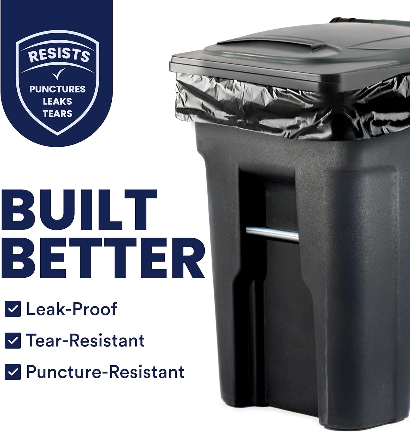 95-96 Gallon Garbage Can Liners │ 1.5 Mil │ Black Heavy Duty Trash Bags │ 61” X 68” (50Count) (W95LDB15)