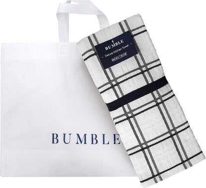 Dish Towel 16"X26" | Grey Windowpane Design | Kitchen Hand Towels, Large Tea Towel Set | Natural Ring Spun Cotton Dish Towels for Kitchen | Soft, Highly Absorbent | 400 GSM – 6 Pack