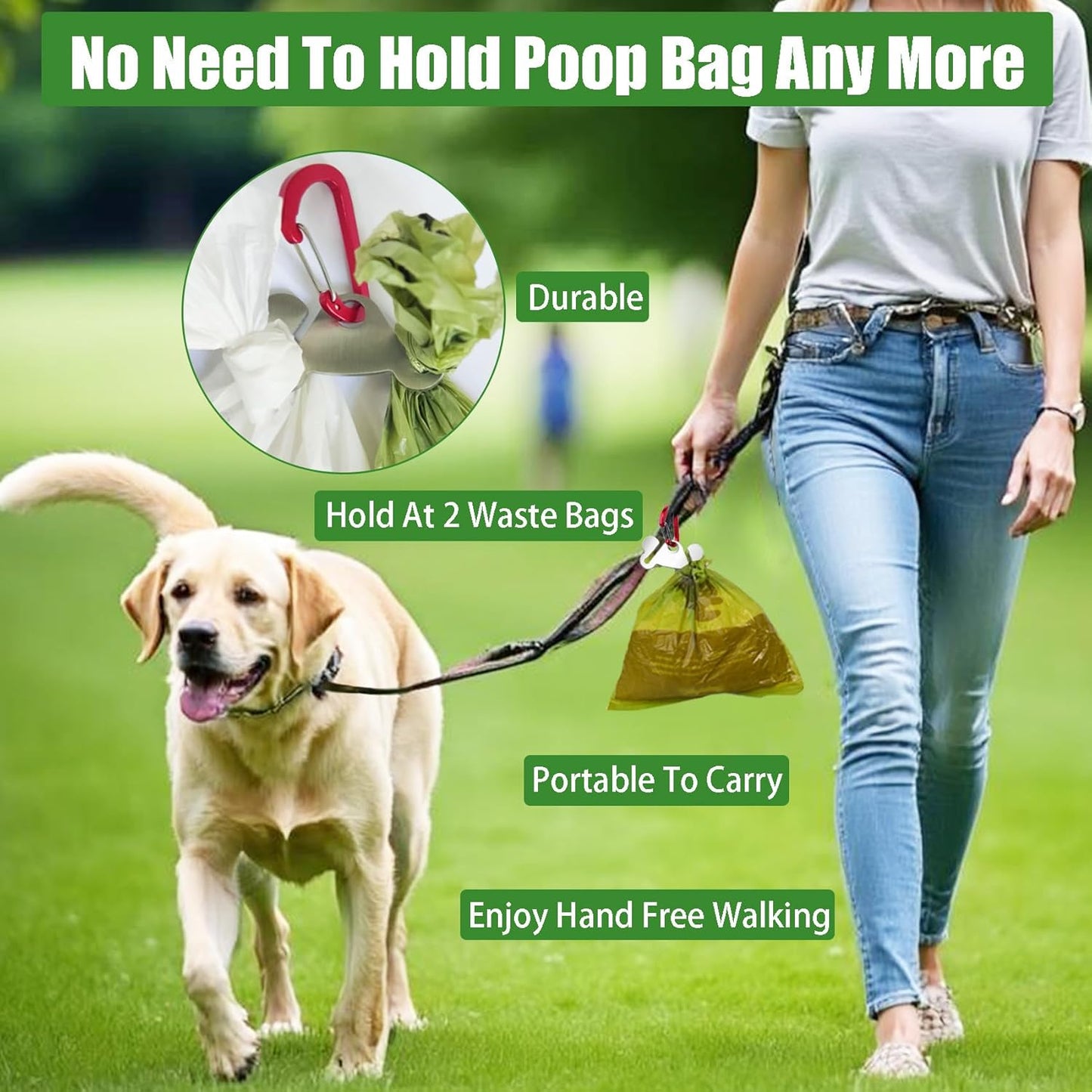 1PC Dog Poop Bag Holder, Waste Bag Holder, Dog Poop Bag Carrier, Hand Free Holder