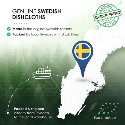 10 Pack Swedish Dishcloths for Kitchen - 100% Biodegradable & Compostable Reusable Paper Towels Washable, Food-Safe & without Plastic - Dish Rags Suitable for Any Surface, Apple Green