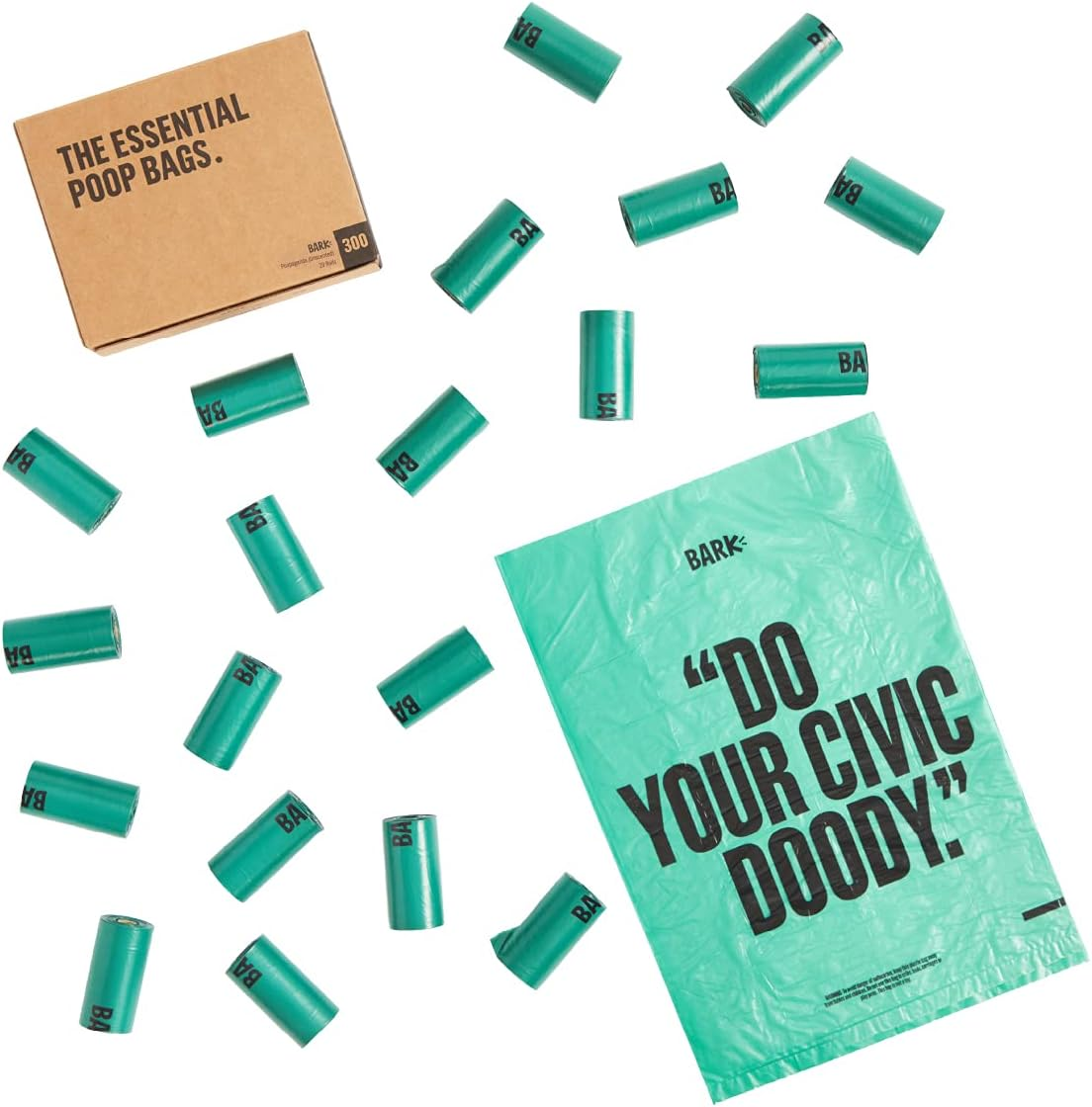 Dog Waste Poop Bags, 3 Patterns/Roll, Environment Friendly, Leak-Proof, Durable, Unscented, 20 Rolls / 300-Count - Poopaganda