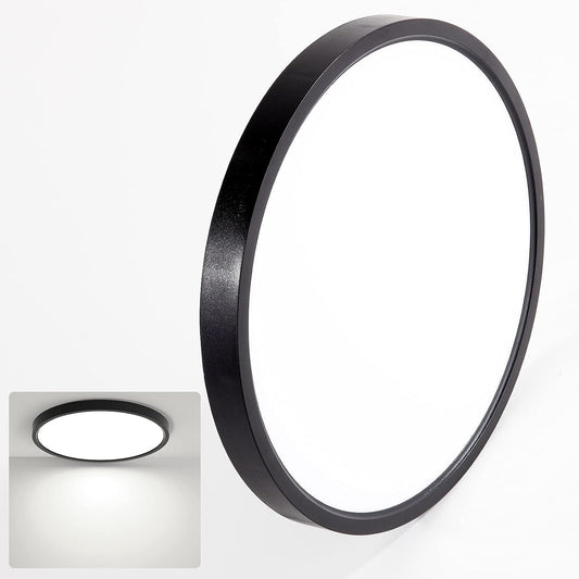 15.8 Inch Flush Mount Ceiling Light Fixture 36W Black Flat Light Fixture Low Profile round Surface for Low Ceiling Kitchen,Bedroom,Day Light,Non-Dimmable