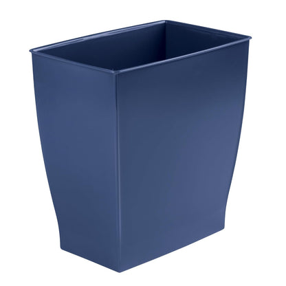 Idesign Small Plastic Bathroom Trash Can, Slim Rectangle Garbage Bin for Bedroom, Office, Dorm, Navy Blue