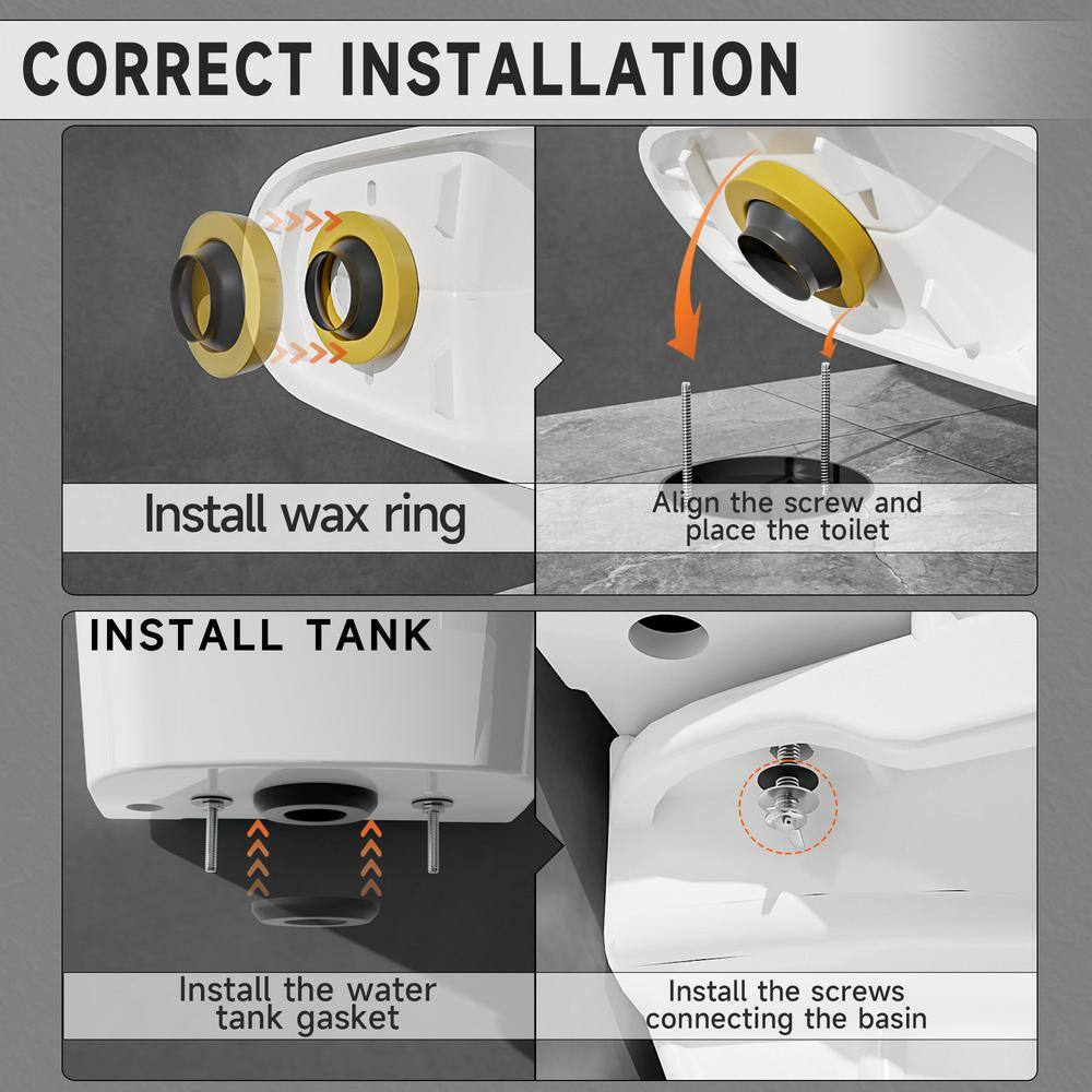 17 In. ADA Compliant Dual Flush Toilet 1.1/1.6 GPF 2-Piece round Bowl White Toilet with Soft Close Seat Bathroom Upgrade