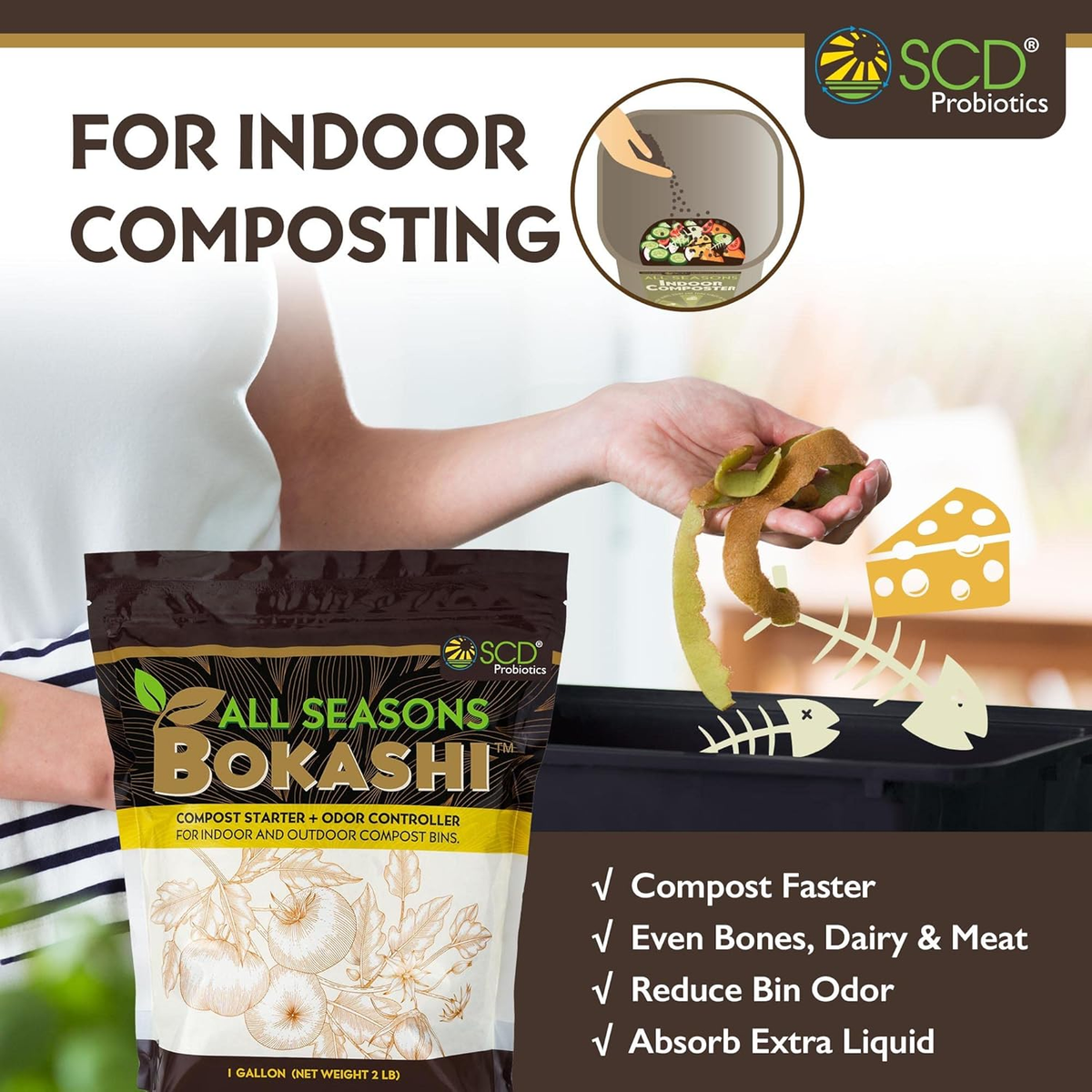 All Seasons Bokashi Compost Starter 2 Lbs (1 Gallon) - Dry Bokashi Bran for Kitchen Compost Bin, Compost Food Pet Waste Quickly & Easily with Low Odor by