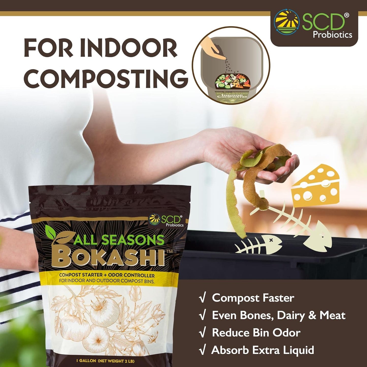 All Seasons Bokashi Compost Starter 2 Lbs (1 Gallon) - Dry Bokashi Bran for Kitchen Compost Bin, Compost Food Pet Waste Quickly & Easily with Low Odor by
