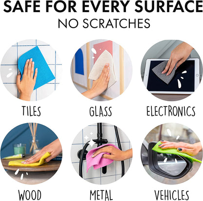 10 Pack Reusable Cleaning Cloths - 100% Biodegradable & Compostable | Washable Swedish Dishcloth - Food-Safe & Plastic-Free | Kitchen Cloth Suitable for Any Surface, Pink Green Blue