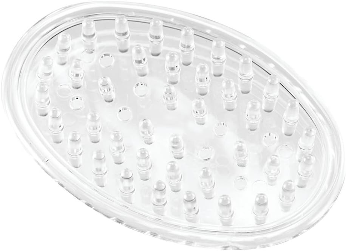 Idesign Plastic Soap Dish, Soap Saver, and Kitchen Sponge Holder - Set of 3, 0.75” X 3.25” X 4.75”, Clear