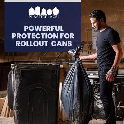 95-96 Gallon Garbage Can Liners │ 1.5 Mil │ Black Heavy Duty Trash Bags │ 61” X 68” (50Count) (W95LDB15)