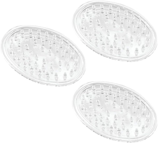 Idesign Plastic Soap Dish, Soap Saver, and Kitchen Sponge Holder - Set of 3, 0.75” X 3.25” X 4.75”, Clear