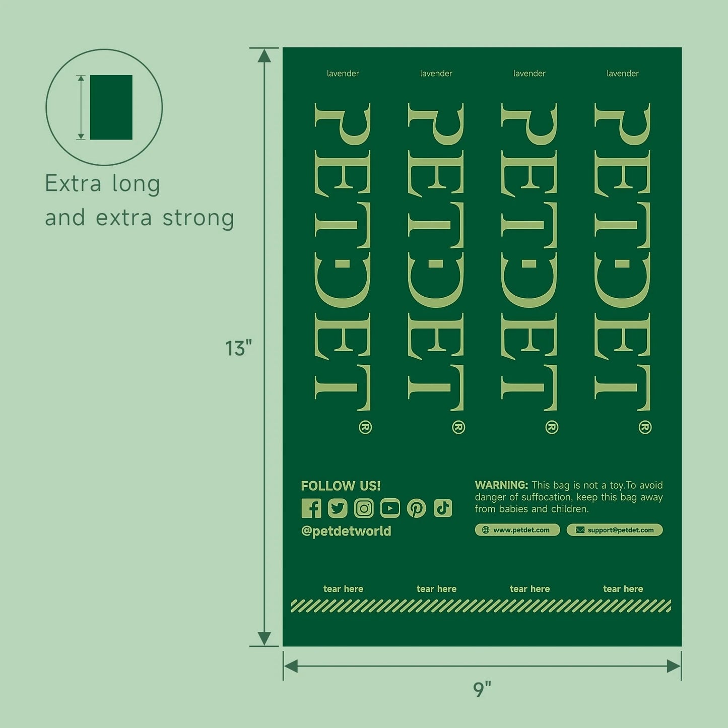 Extra Thick Waste Bag Refill Rolls for Pets, Dog Waste Bags, Lavender Scented, 1 Dispenser