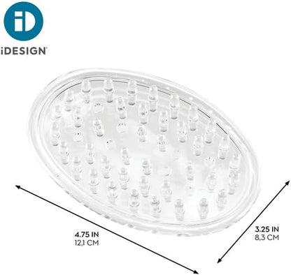 Idesign Plastic Soap Dish, Soap Saver, and Kitchen Sponge Holder - Set of 3, 0.75” X 3.25” X 4.75”, Clear