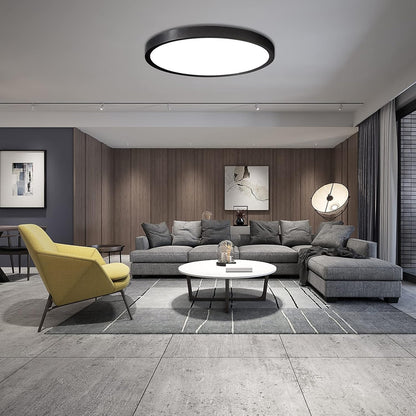 15.8 Inch Flush Mount Ceiling Light Fixture 36W Black Flat Light Fixture Low Profile round Surface for Low Ceiling Kitchen,Bedroom,Day Light,Non-Dimmable