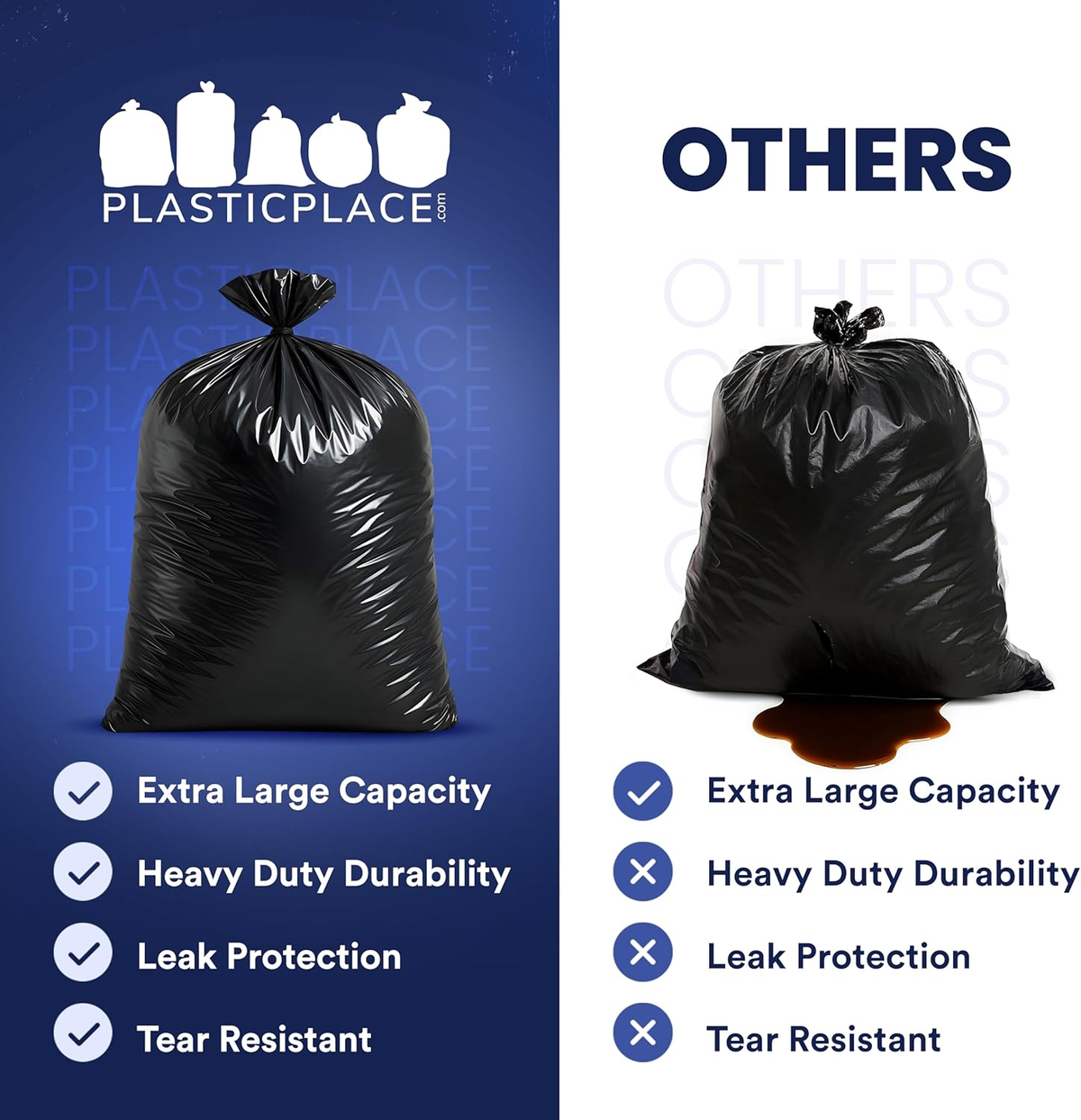 95-96 Gallon Garbage Can Liners │ 1.5 Mil │ Black Heavy Duty Trash Bags │ 61” X 68” (50Count) (W95LDB15)