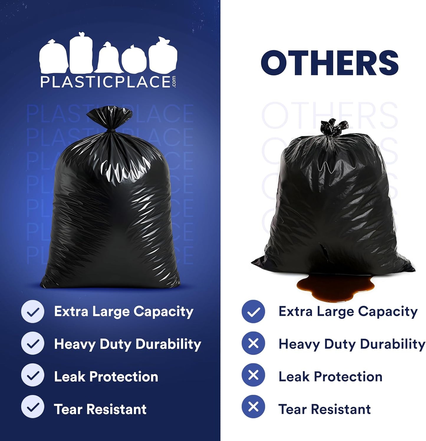 95-96 Gallon Garbage Can Liners │ 1.5 Mil │ Black Heavy Duty Trash Bags │ 61” X 68” (50Count) (W95LDB15)