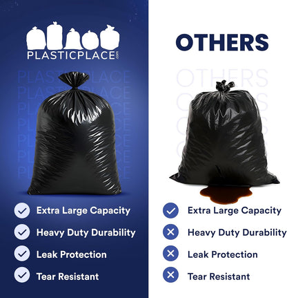 95-96 Gallon Garbage Can Liners │ 1.5 Mil │ Black Heavy Duty Trash Bags │ 61” X 68” (50Count) (W95LDB15)